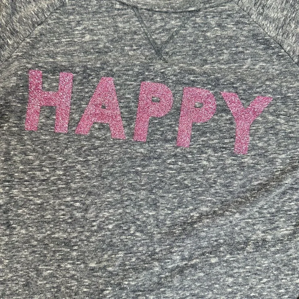 EUC Old Navy Girls Gray Long Sleeve Graphic T-Shirt 'HAPPY' in Pink - Size M